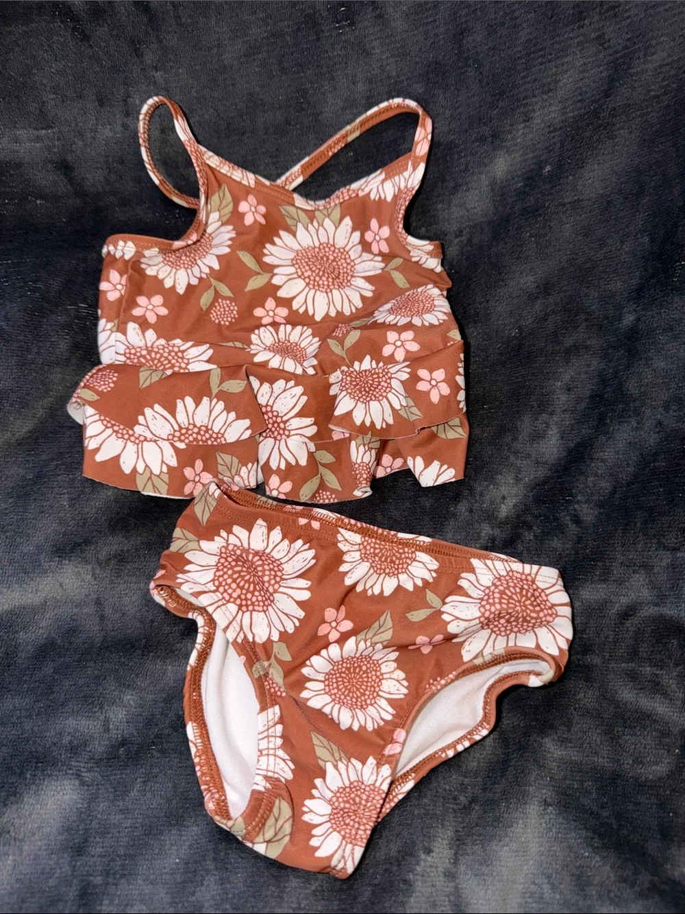 Carter's Brown Floral Ruffle Kids Bikini Set